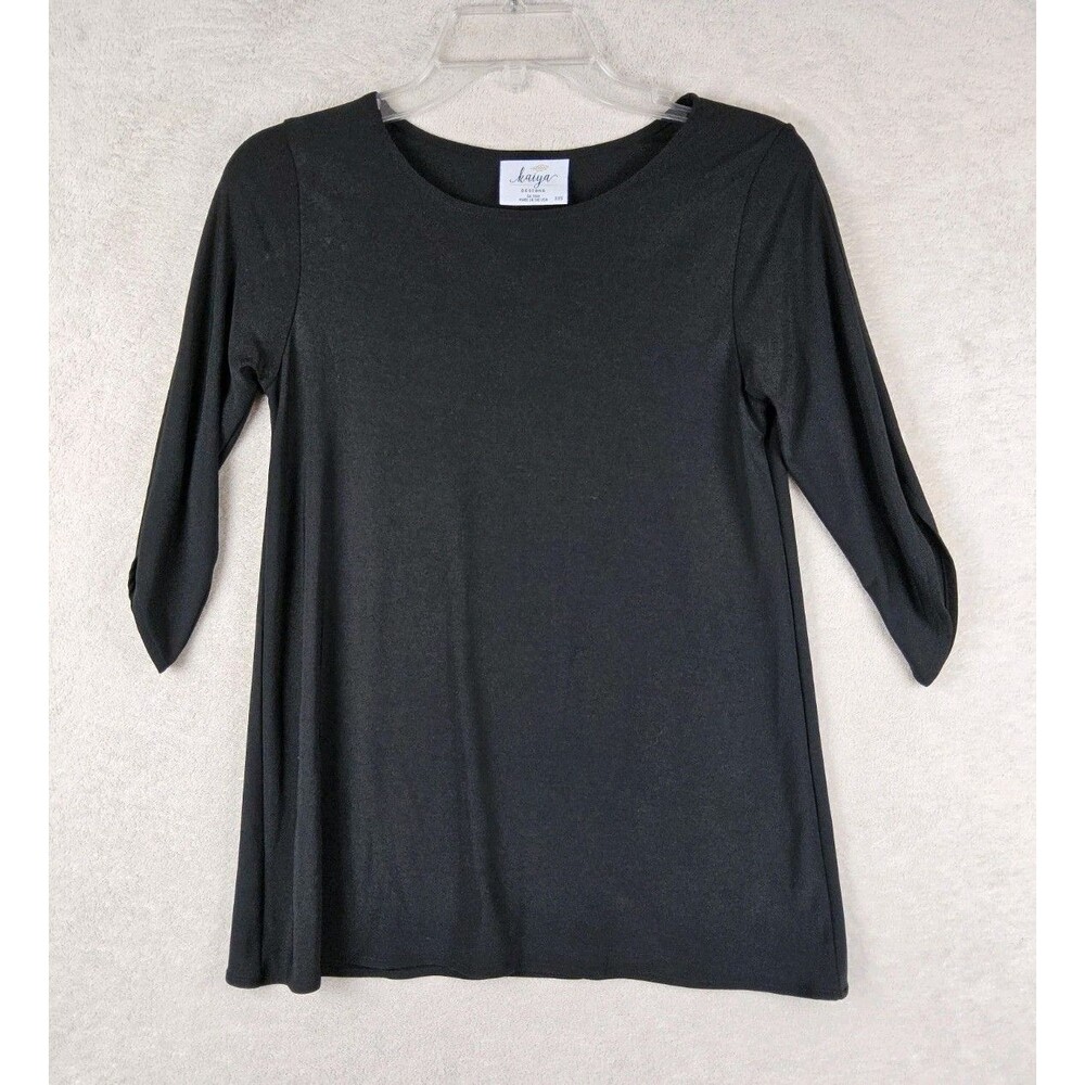 Kaiya Designs Women's 3/4 Sleeve Made In USA Tunic Top Black Size XXS
